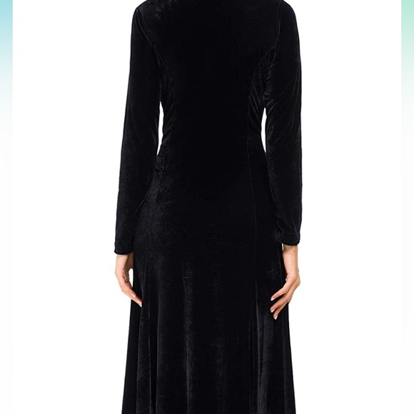 Urban CoCo Women's Elegant Long Sleeve Velvet Stretchy Long Dress - Picture 3 of 5